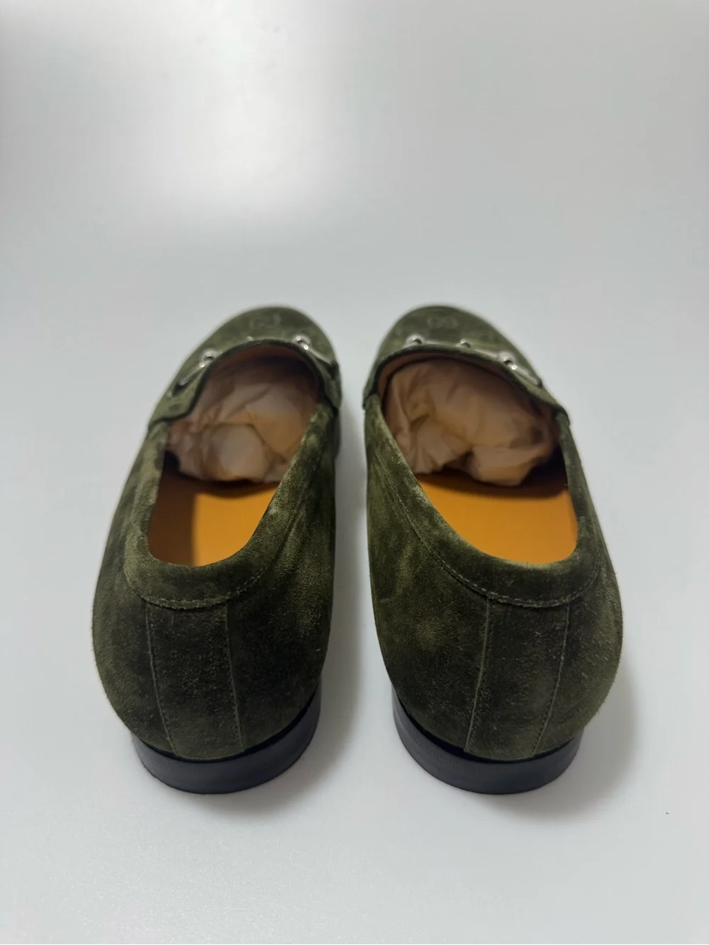 Gucci Jordy Loafers Dark Green Suede Men’s GG Size 8